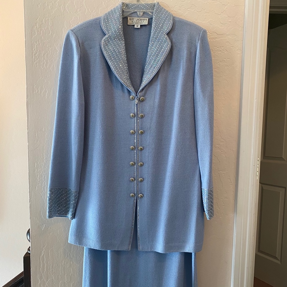 St. John Evening By Marie Gray Size 12 Blue Suit